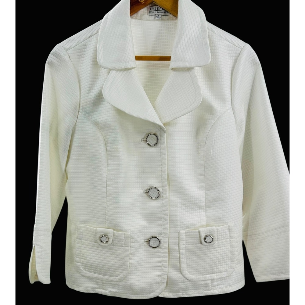 Joseph A  Qu'est-ce Cream Waffle Knit 3 Button Blazer Jacket Women's Size 8‎
